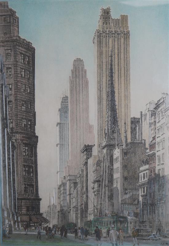 Alonzo C. Webb (American 1888-1975) New York street scene 56 x 40cm